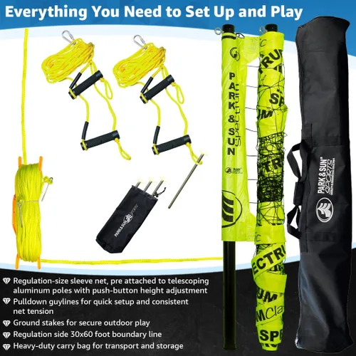 Vista 17 de Park & Sun Sports Spectrum Classic: Sistema de red de voleibol profesional ajustable para exteriores Negro