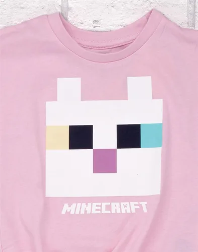 Vista 6 de Minecraft - Camiseta para niñas Camiseta de jugador rosa con lazo frontal de gatito para niños Ropa para niños, regalos de mercancía