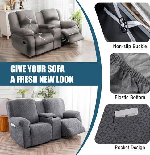 Vista 43 de Gennia Funda Impermeable para Silla Reclinable, Fundas Elásticas para Sofá Reclinable con Bolsillos, Fundas Lavables para Silla Reclinable Lazy Boy