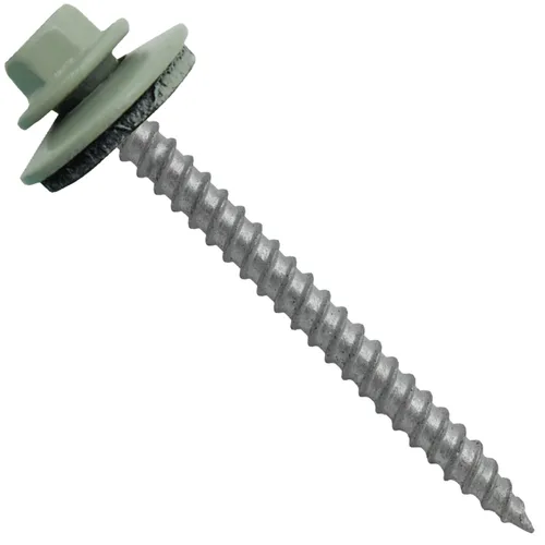 Vista 41 de 12 tornillos para techos de metal gris ABC de 2-1/2 pulgadas, cabezal de arandela hexagonal, arranque automático/roscado, arandela EPDM. 1 bolsa