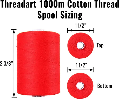 Vista 2 de Threadart - Hilo de algodón 100 % para acolchar, coser y sergar Carretes de 1000 m, calibre 50/3 Color albaricoque 107 Long staple cotton