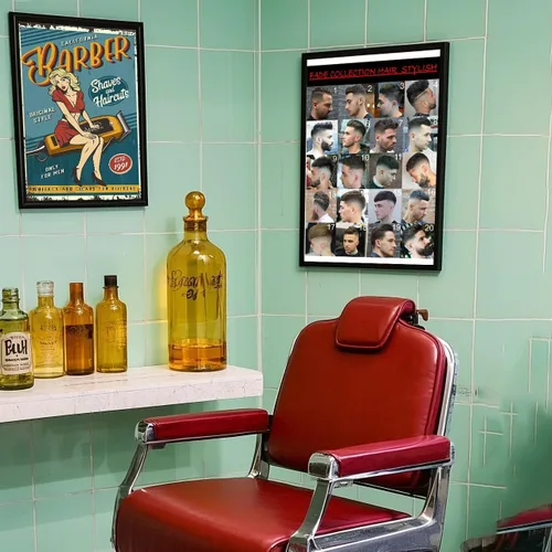 Vista 4 de VMXWLL Barber Shop Decor - Tabla de peinados de la colección Fade para hombre, arte de pared profesional en lienzo para peluquería y salón