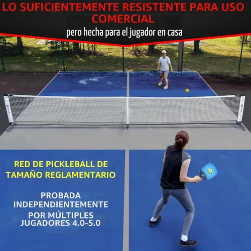 Vista 4 de Red de pickleball resistente de lujo con ruedas – Sistema de red portátil de tamaño reglamentario con ruedas bloqueables y funda de transporte