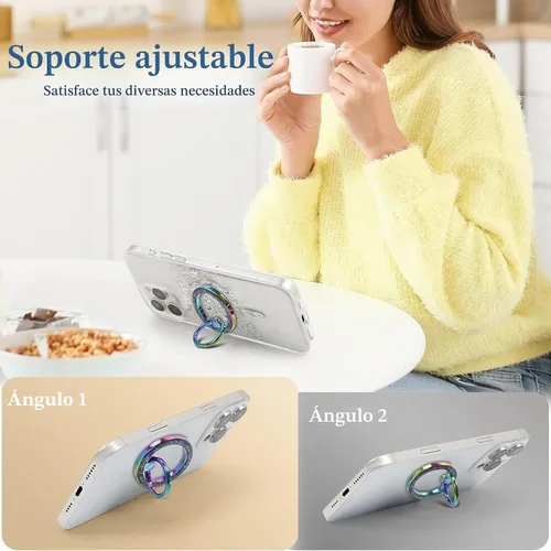 Vista 6 de Anillo magnético para teléfono MagSafe Grip [Super Magnet] Elegante soporte de anillo de diseño parpadeante, accesorio seguro para iPhone