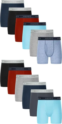 Vista 7 de Hanes Paquete de 8 o 12 calzoncillos tipo bóxer para niños, ropa interior elástica de algodón para niños y niños pequeños
