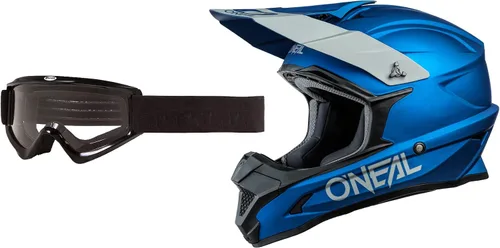 Vista 7 de O'Neal 1 casco de motocross todoterreno sólido SRS con combinación de gafas Rojo