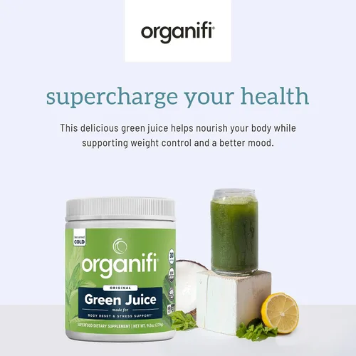 Vista 3 de Suplemento para comidas Green Juice (9,5 oz) 30 días de suministro, por Organifi Polvo ecológico vegano por Organifi, 1