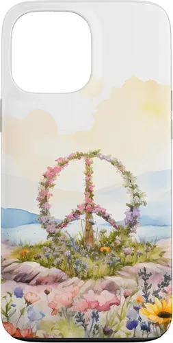 Vista 24 de Floral Peace Sign Watercolor Case for iPhone 17