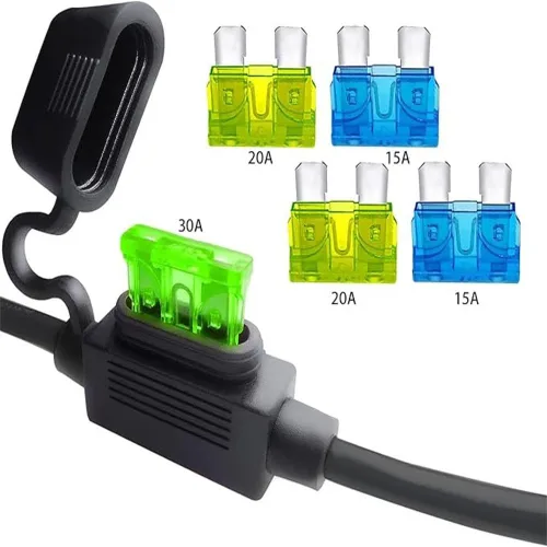 Vista 4 de Paquete de 2 conectores solares de 12 AWG 45 A a terminal de junta tórica, cable de soporte de fusible dual compatible con puerto de conector