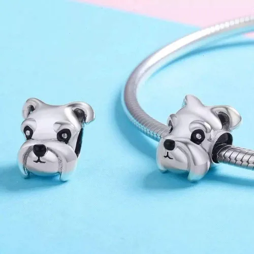 Vista 3 de Love - Abalorio de plata de ley para cachorros de bulldog francés para los amantes