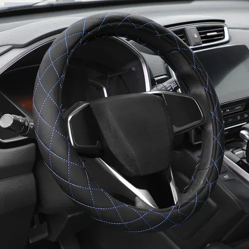 Vista 20 de Funda para volante de Auto Dynasty, protector de volante de auto de cuero de microfibra transpirable con patrón de agarre antideslizante, forro