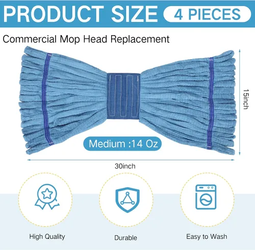Vista 2 de Lallisa 4 piezas de repuesto para cabezal de trapeador comercial, de microfibra, industriales, de microfibra, repuestos para limpieza de suelos