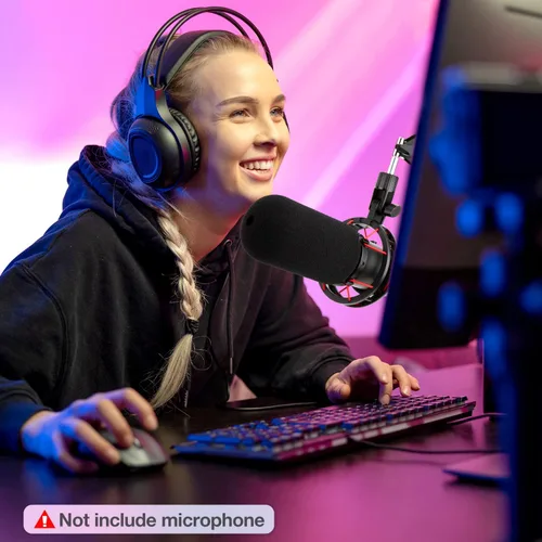 Vista 2 de SUNMON HyperX QuadCast Filtro Pop Parabrisas Compatible con Micrófono HyperX QuadCast S - Parabrisas de Espuma para Micrófono Reducción de Ruido