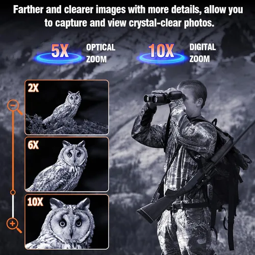 Vista 6 de Nightiger Binoculares de visión diurna/nocturna con función de rango, pantalla HD grande, zoom digital 10X, rango de visión de 2624 pies, gafas