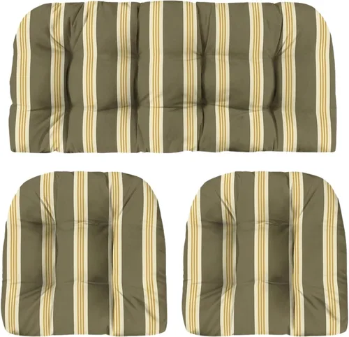 Vista 29 de RSH DECOR: Sunbrella - Juego de 3 cojines de mimbre copetudos 41 x 19 pulgadas y 19 x 19 pulgadas Fabricado con tela de rendimiento Sunbrella