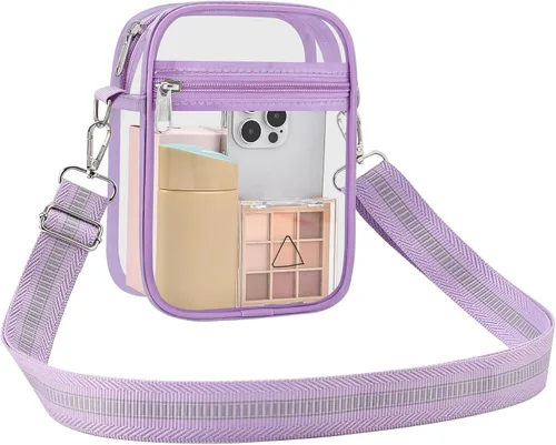 Vista 8 de Bolsa transparente para eventos de estadio, bolso cruzado transparente para hombres y mujeres, bolsa de mensajero para conciertos, festivales