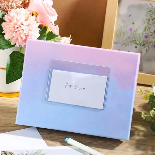 Vista 6 de Paquete de 30 bolsillos autoadhesivos para tarjetas de índice, con apertura superior, tarjetero ideal para organizar y proteger tus tarjetas