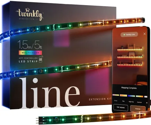Vista 10 de Twinkly Línea - Kit de extensión adhesivo controlado por aplicación + tira de luz LED magnética con LED RGB (16 millones de colores). Extensible.