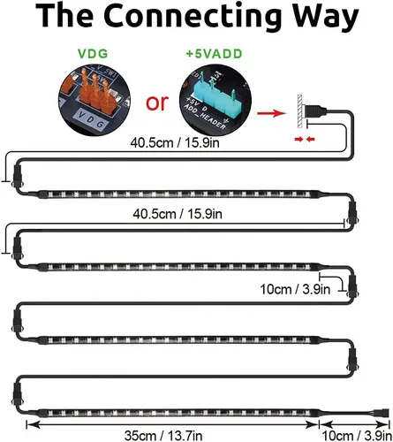 Vista 5 de Tira LED magnética NEON direccionable RGB para PC, tira ARGB de silicona difusa flexible de 4 x 13.7 pulgadas para cabezal LED de 5 V y 3 pines