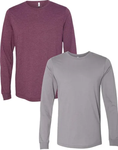 Vista 71 de Canvas Filmore 3501 - Camiseta de 4.2 onzas para hombre manga larga (1) Ceniza + (1) Jaspeado atlético