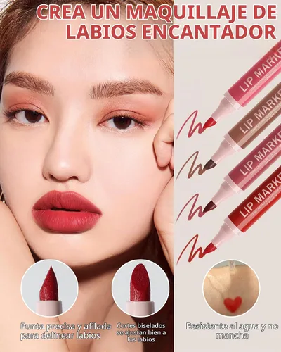 Vista 5 de Lápiz de Maquillaje para Tinte de Labios-1 Pieza Tinte de Labios Hidratante Rosa Berry Lápiz Delineador de Labios Líquido, Aspecto de Color Mate 01#