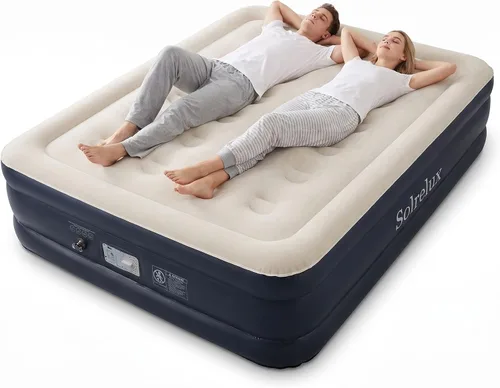 Vista 10 de Colchón de aire individual con bomba incorporada, colchón inflable rápido de 13 pulgadas elevado de 2 minutos, cama de aire plegable con bolsa