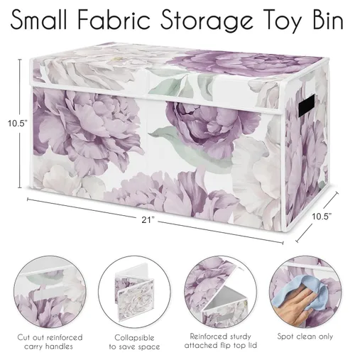 Vista 6 de Sweet Jojo Designs Caja de almacenamiento plegable de juguetes con tapa para habitación de bebé, habitación de niños, marfil, bohemio, vintage