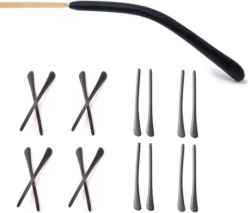 Vista 8 de 8 pares de puntas de punta de lentes para orejas, tubos antideslizantes, puntas de repuesto de silicona para patas de metal fino, 4 negro/4 blanco
