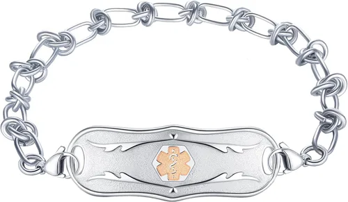 Vista 9 de Pulsera de identificación de alerta médica grabada personalizada para mujer