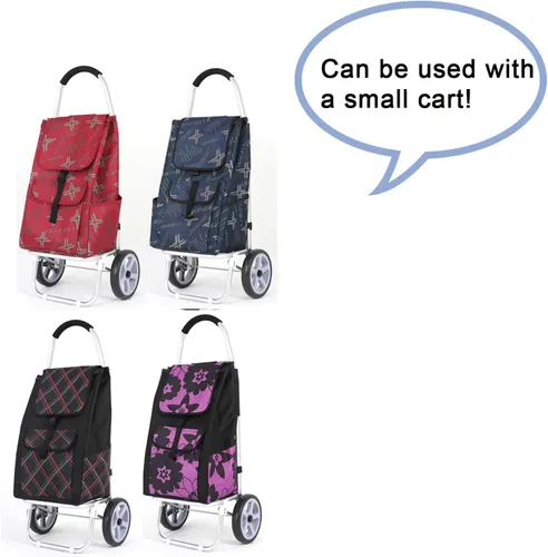 Vista 4 de Bolsa de almacenamiento impermeable de tela Oxford – Bolsa de repuesto para carrito de compras con cremallera de 35 litros, bolsa de compras