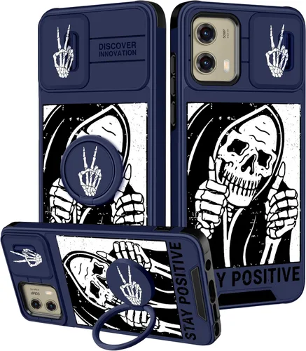 Vista 91 de Funermei Funda para Moto G Stylus 5G 2022, funda para teléfono con diseño de calavera de esqueleto para mujeres y niñas, diseño gótico, Como