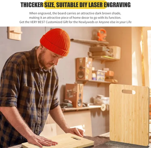 Vista 4 de Patelai 12 tablas de cortar de bambú gruesas para cortar madera a granel, manualidades sin terminar, para servir charcuterías, para bricolaje, boda
