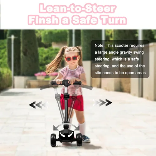 Vista 6 de Scooter eléctrico de 3 ruedas para niños de 3 a 8 años, pantalla LCD, luces coloridas, acelerador de pulgar confiable, 3 alturas ajustables