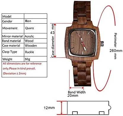 Vista 5 de Tiong Brand Wooden Watches Mens with Handmade Colorful Bamboo Wood Watch Analog Date Quartz Wooden Watch for Men