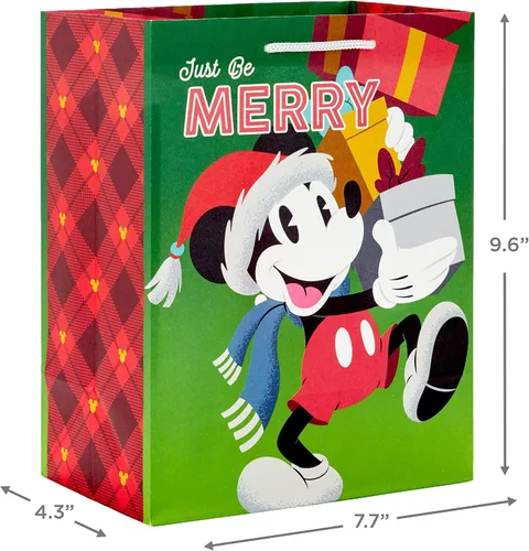 Vista 3 de Hallmark Bolsas de regalo de Navidad de Mickey y Minnie en varios tamaños (4 bolsas: 2 medianas de 9 pulgadas, 2 grandes de 13 pulgadas) para niños