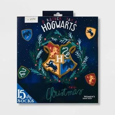 Vista 2 de Harry Potter Calendario de Adviento de 15 días de calcetines, 4-10 para mujer, Azul