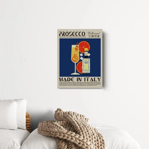 Vista 3 de Divertida impresión en lienzo de cóctel Prosecco Art Wall Painting Posters de 12 x 15 pulgadas, decoración moderna para el hogar, cocina, bar