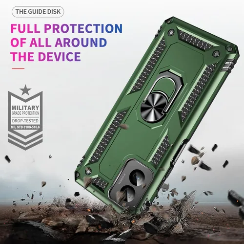 Vista 3 de Yiakeng Funda para Moto G Power 5G 2024 con protector de pantalla: [probada contra caídas de grado militar] Soporte de anillo a prueba de golpes