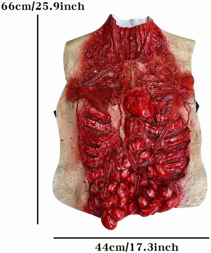 Vista 3 de Bulex Scary Halloween Costumes Bloody Zombie Decoration Creepy Horror Cosplay Prop Rojo