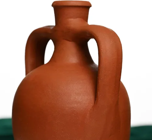 Vista 5 de Jarra de agua de ánfora de doble mango de terracota, jarra de arcilla, jarra de vino, jarrón de decoración del hogar, tarro de cerámica, regalo