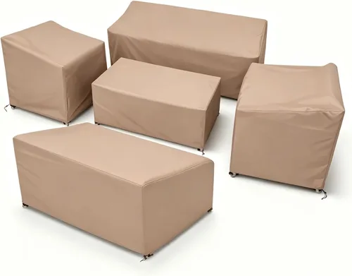 Vista 13 de STARTWO Funda impermeable para muebles de exterior, 4 piezas para sofá exterior, sillas de césped, mesa auxiliar, resistente al viento con correa