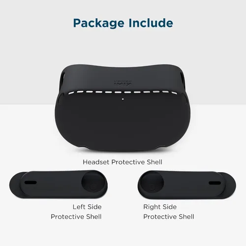 Vista 7 de KIWI design Funda protectora VR con dos fundas protectoras laterales compatible con accesorios Quest 2 silicona negro