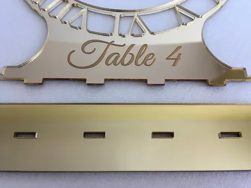 Vista 6 de Números de mesa de boda, Reloj de corte láser personalizado, Centros de mesa modernos independientes, Decoración de recepción, Titulares de números