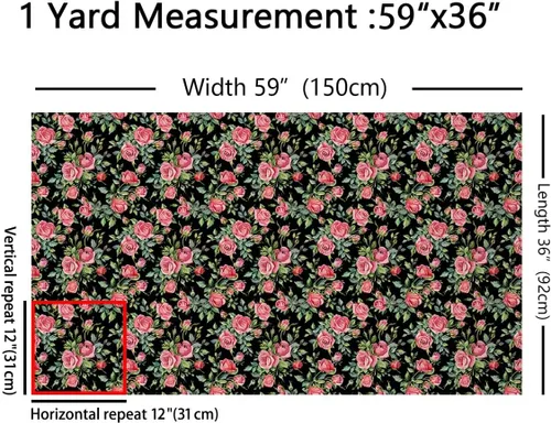 Vista 2 de The Yard - Tela de rosa rosa de estilo romántico floral para amantes de la costura, flores de jardín botánico, hojas de tela para decoración