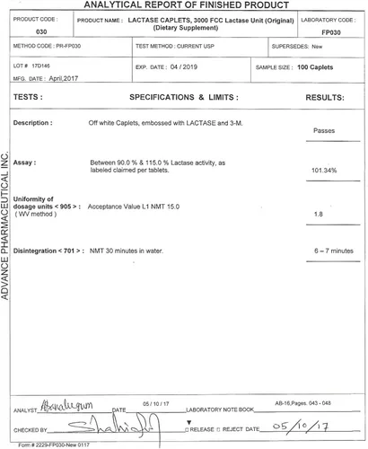 Vista 5 de Lactase Enzyme 180 cápsulas genéricas Lactaid fuerza original