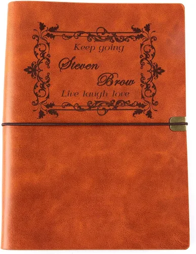 Vista 11 de Fanery Sue Diario personalizado de cuero sintético con monograma de tapa suave, cuaderno de escritura recargable de hojas sueltas con 6 anillas