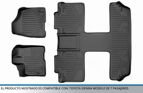 Vista 5 de SMARTLINER Juego de tapetes de piso de ajuste personalizado de 3 filas para Toyota Sienna 2011-2012