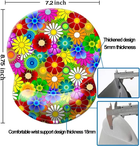 Vista 2 de Alfombrilla para mouse con soporte de muñeca, alfombrilla antideslizante para mouse para oficina, computadora, laptop y Mac, duradera, cómoda