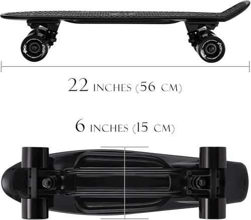 Vista 6 de Patineta KMX 55.8 y 68.5 cm, tabla mini cruiser clásica para niños, niñas, estudiantes, adultos, adolescentes, tabla mini cruiser para principiantes