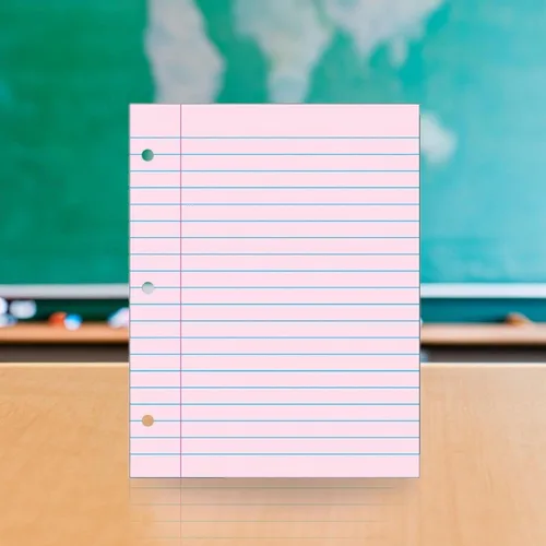Vista 7 de School Smart Papel de relleno perforado de 3 agujeros, 8-1/2 x 11 pulgadas, rosa, 100 hojas - 087155